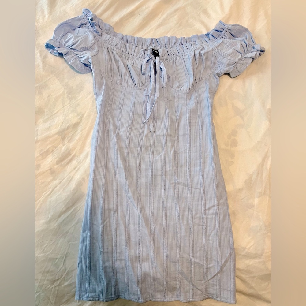 Windsor Baby Blue Milkmaid Tie front Bodycon Dress